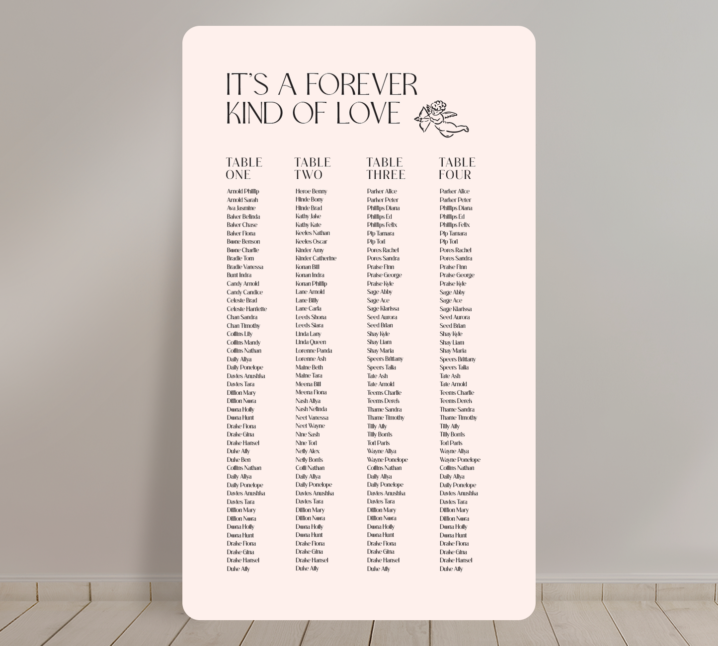Tall A1 Guest Seating Chart from our Forever collection