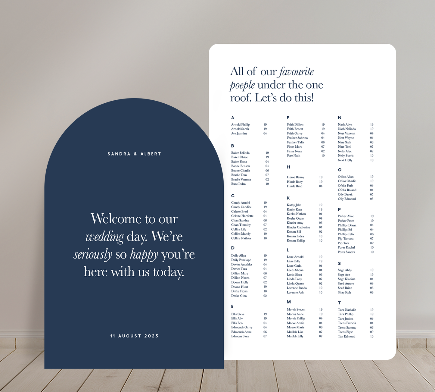 Cost effective Signage Duo from our Grande collection - Welcome sign and Seating chart Combo