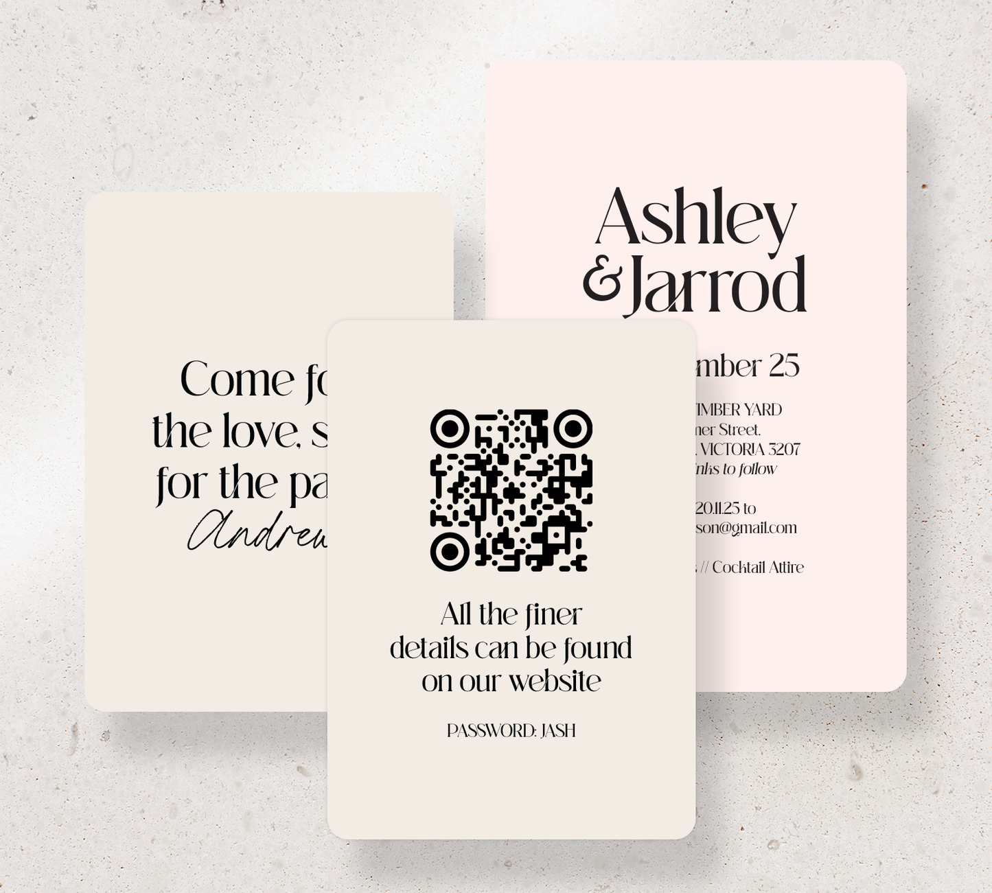 Beautifully curated 2 card invitation set from our Love Note collection