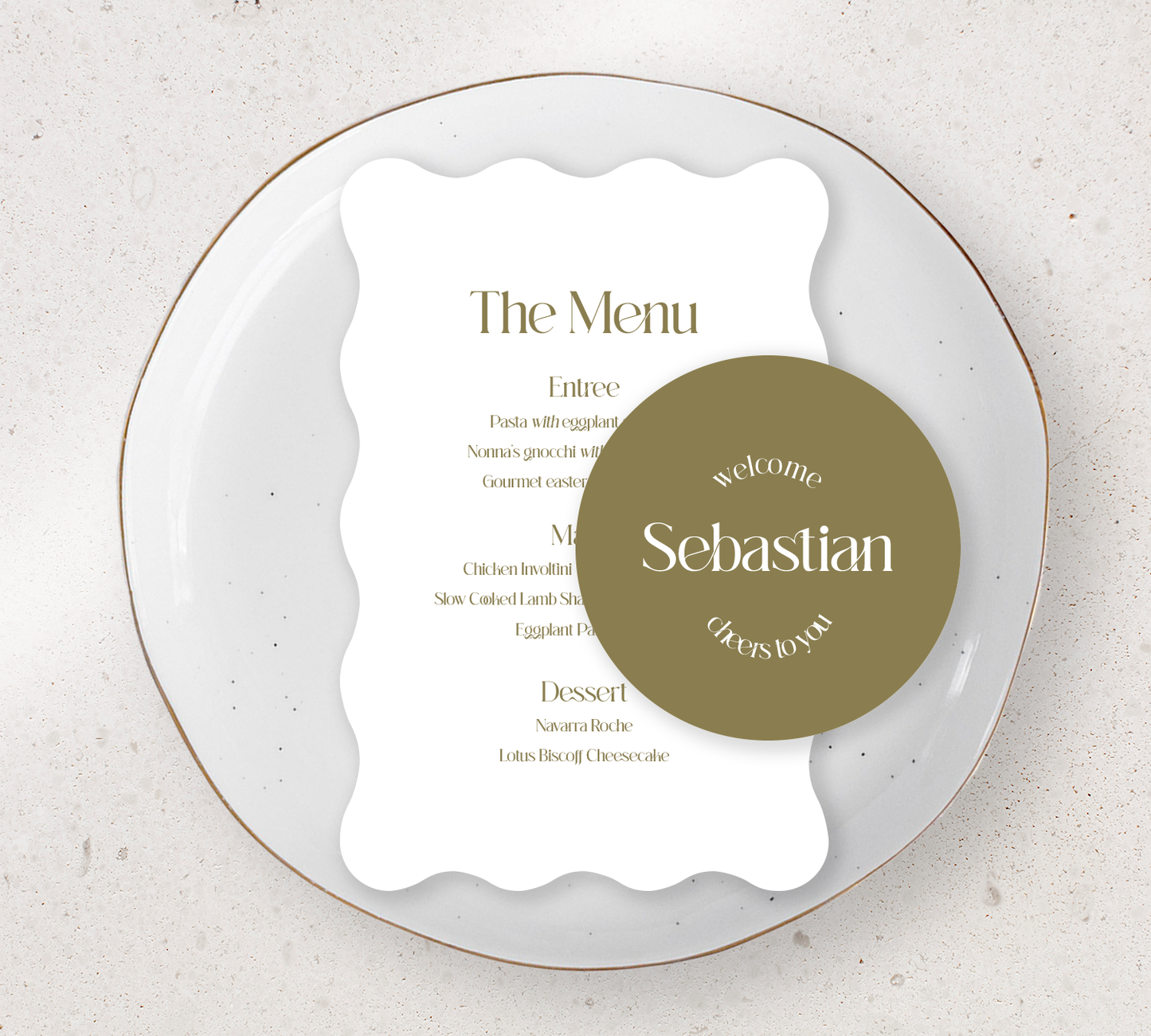 Table Place Setting – Love Note Collection | Personalised Menu & Place Card Duo