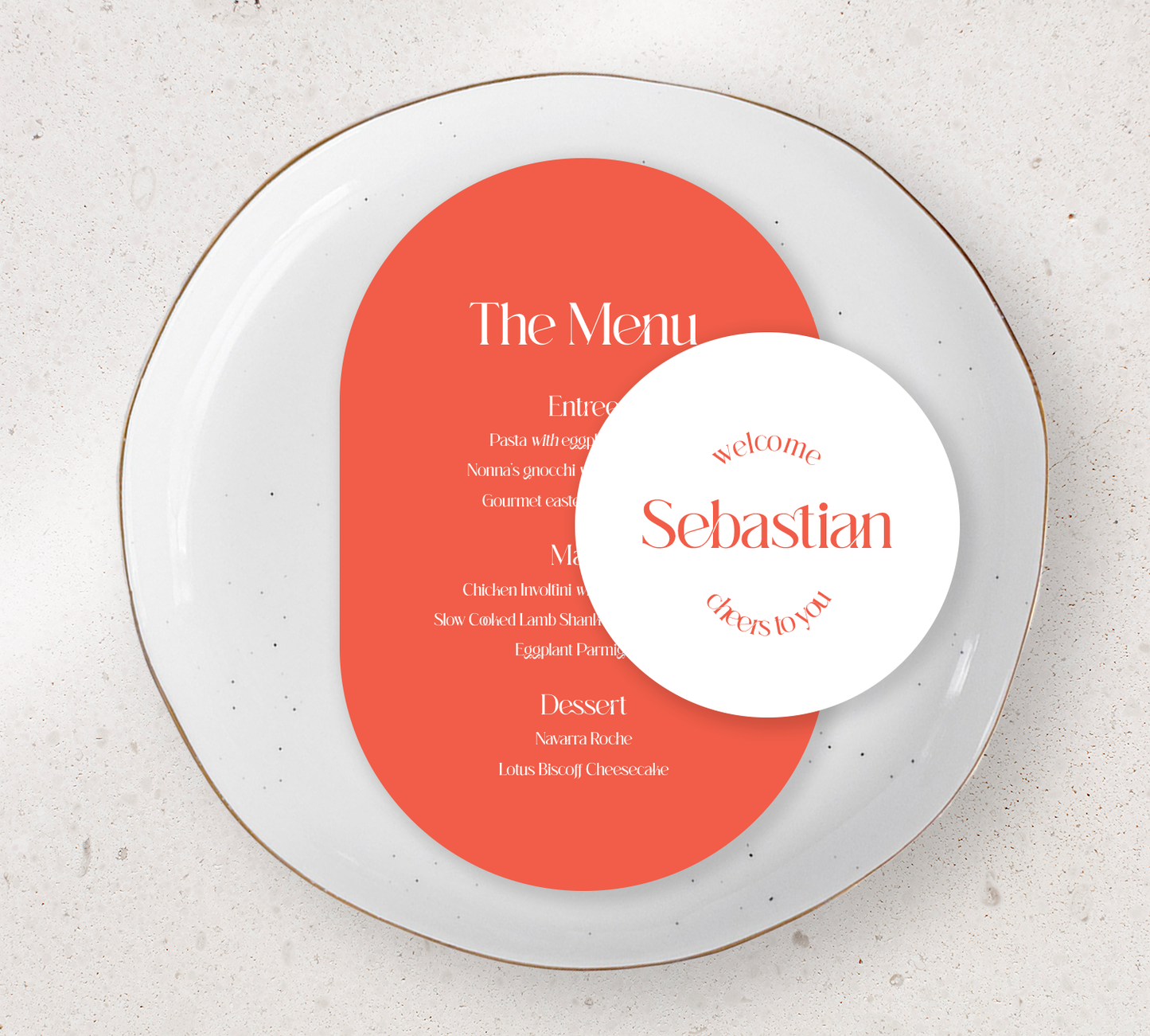 Table Place Setting – Love Note Collection | Personalised Menu & Place Card Duo