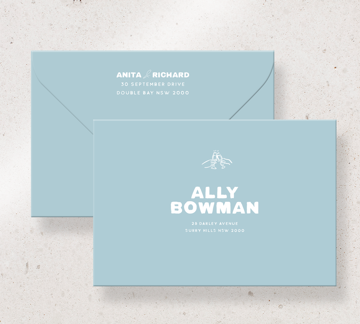 Elegant printed envelopes from our Salut collection