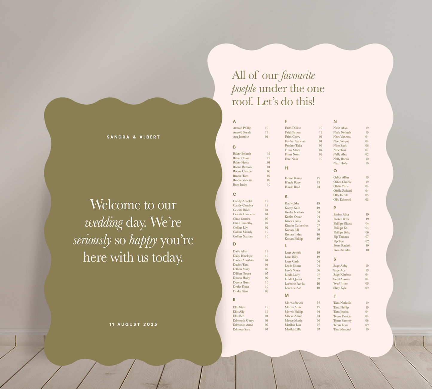 Cost effective Signage Duo from our Grande collection - Welcome sign and Seating chart Combo