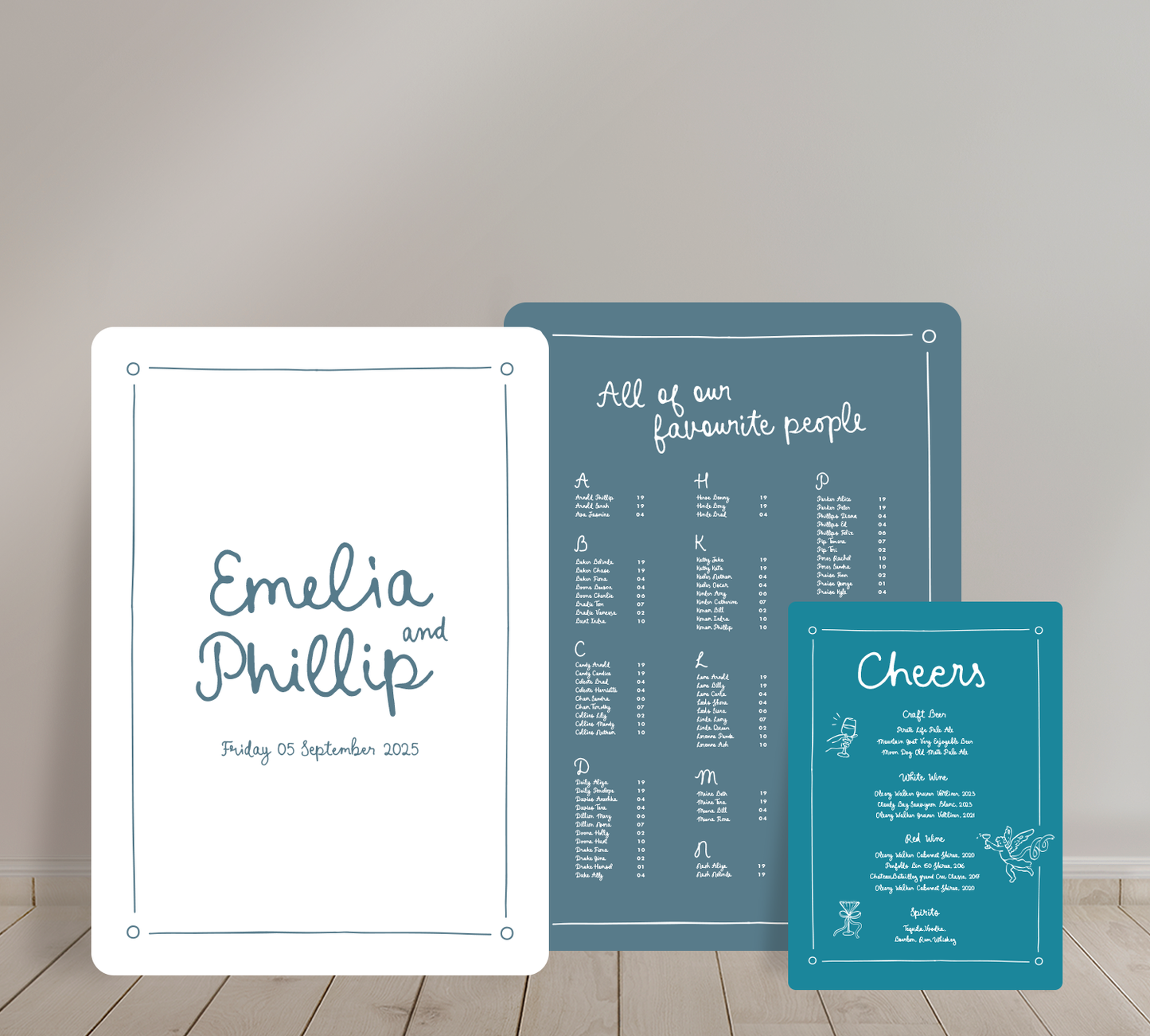 Cost effective Signage Trio from our Limoncello collection - Welcome sign, Seating chart & Bar Sign Combo