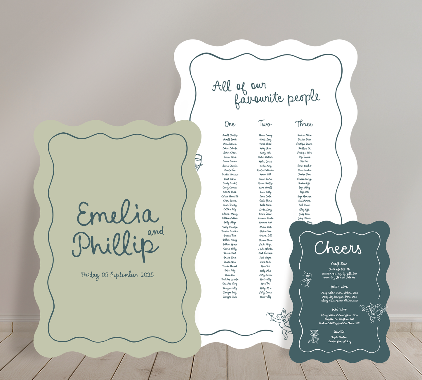 Cost effective Signage Trio from our Limoncello collection - Welcome sign, Seating chart & Bar Sign Combo