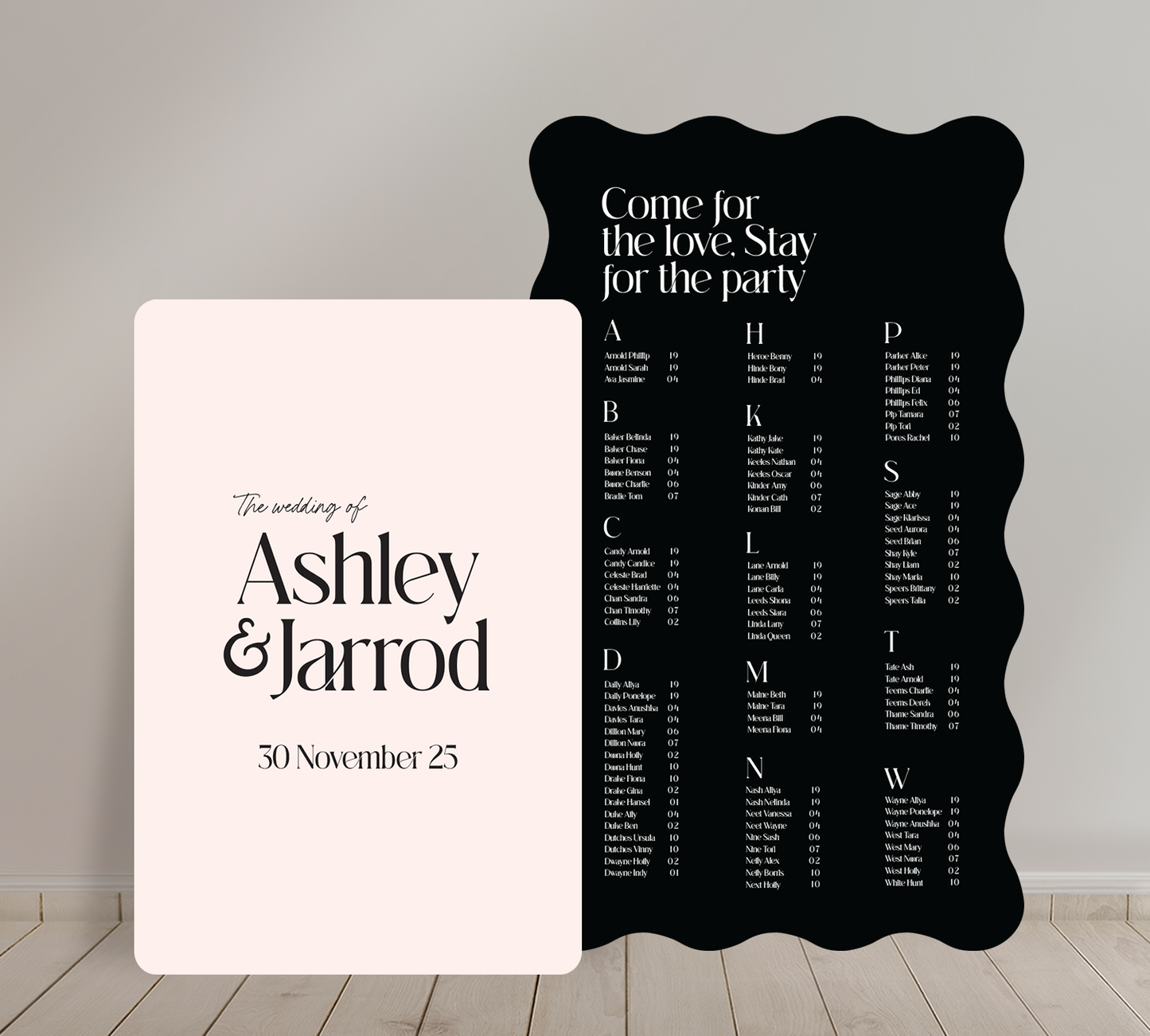 Cost effective Signage Duo from our Love Note collection - Welcome sign and Seating chart Combo