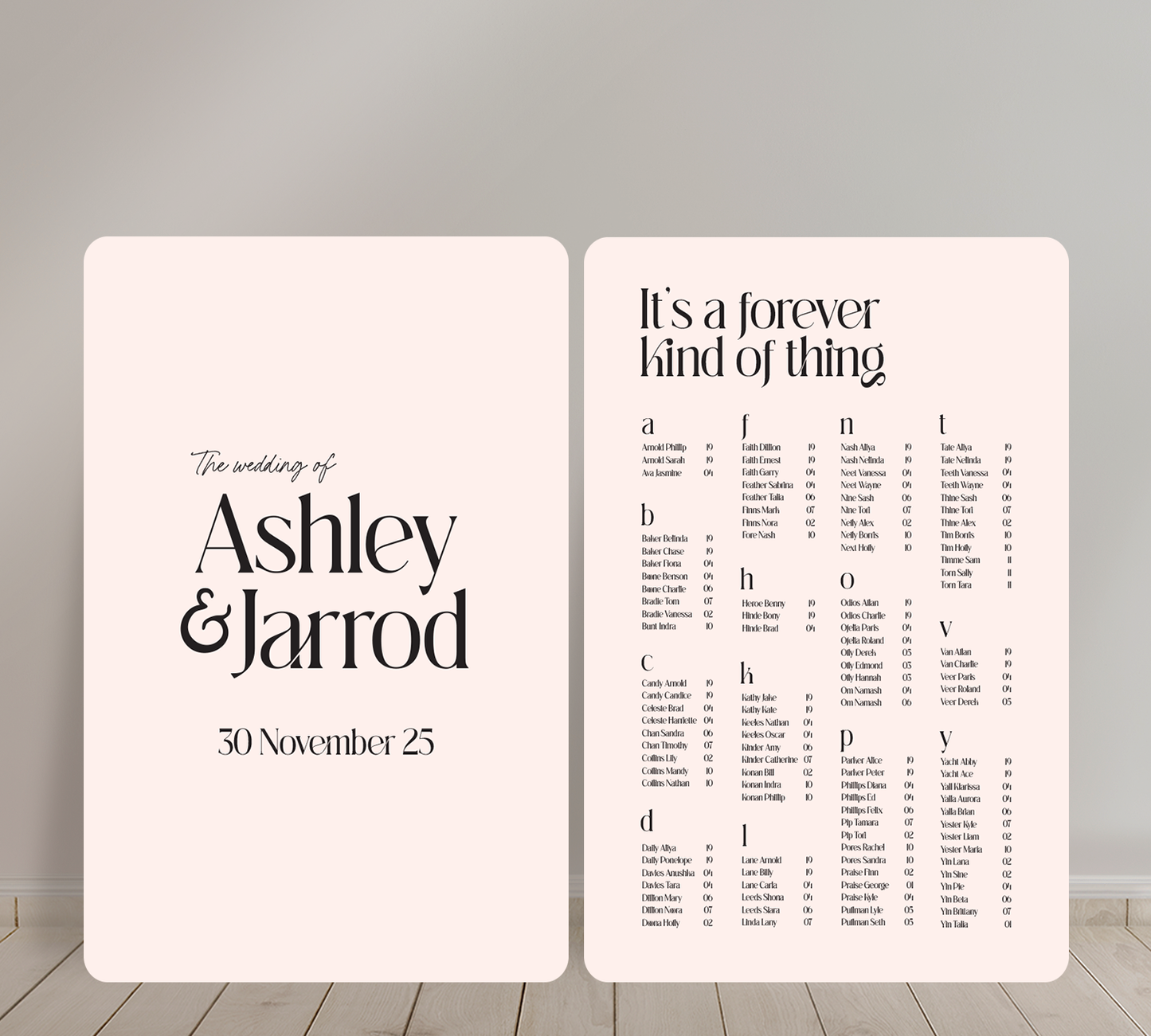 Cost effective Signage Duo from our Love Note collection - Welcome sign and Seating chart Combo