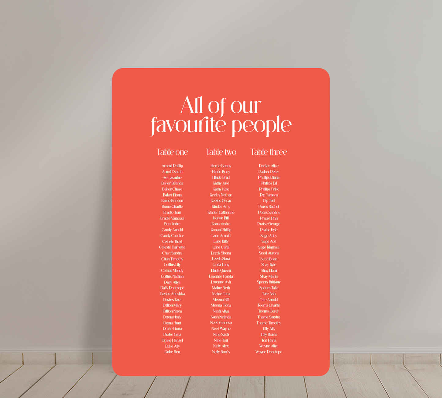 A1 Guest Seating Chart from our Love Note collection