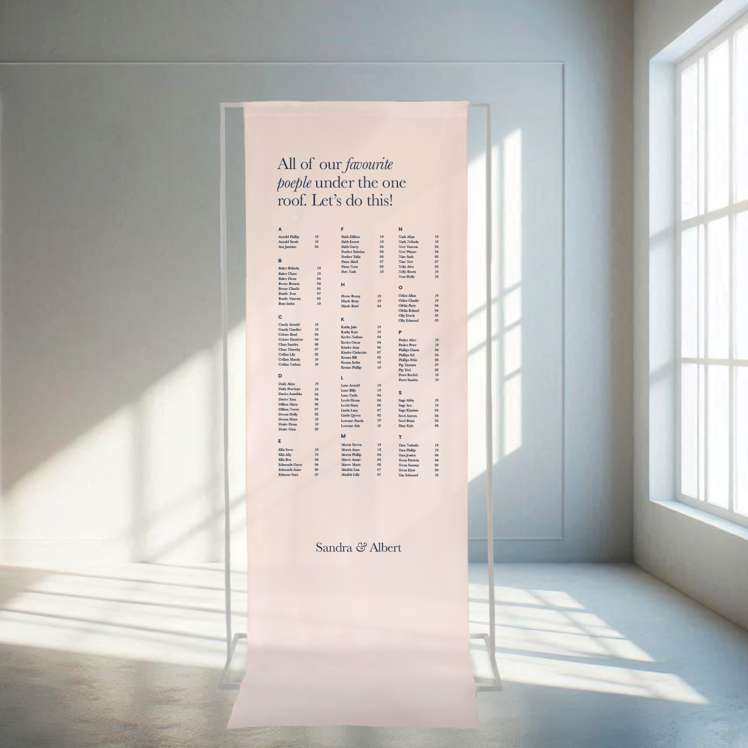 Fabric Seating Chart from our Grande collection