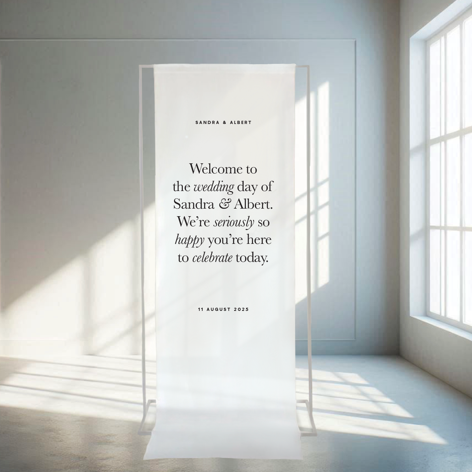 Fabric Welcome Sign from our Grande collection