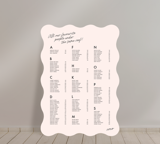 A1 Guest Seating Chart from our Ardour collection