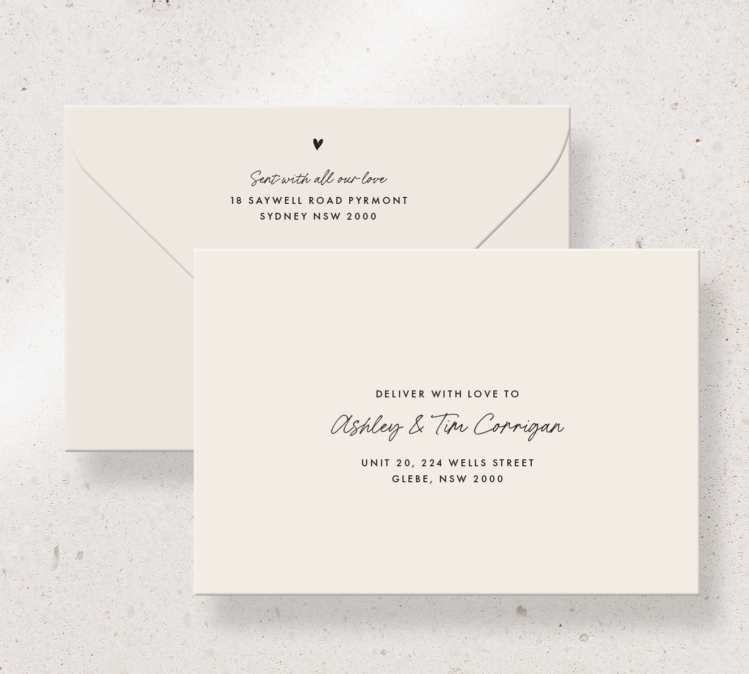 Elegant printed envelopes from our Ardour collection