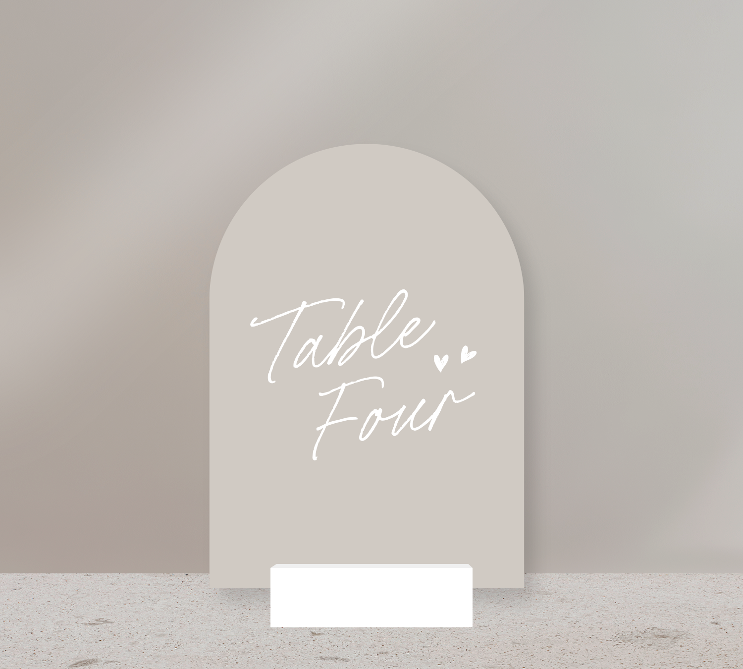 Arch Table Numbers from our Ardour Collection - White ink on Stone card