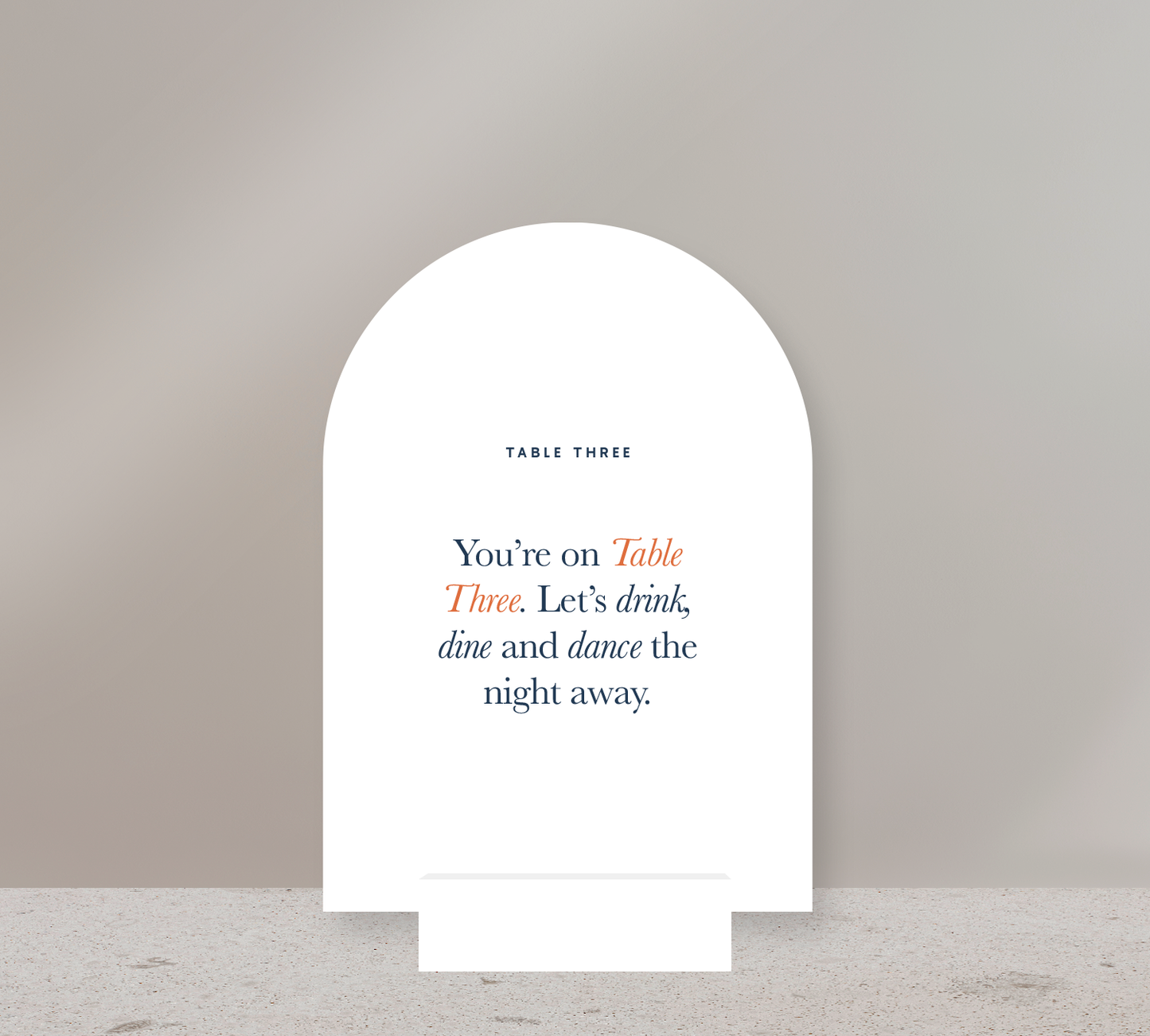 Arch Table Numbers from our Estate Collection - Navy ink on White card