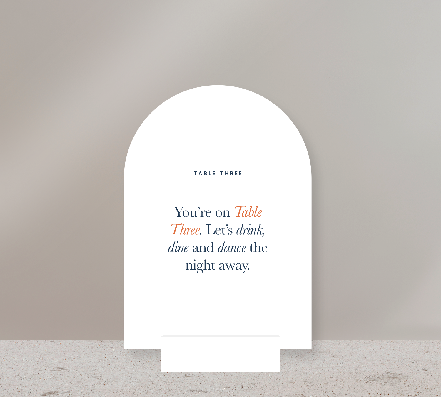 Arch Table Numbers from our Estate Collection - Navy ink on White card
