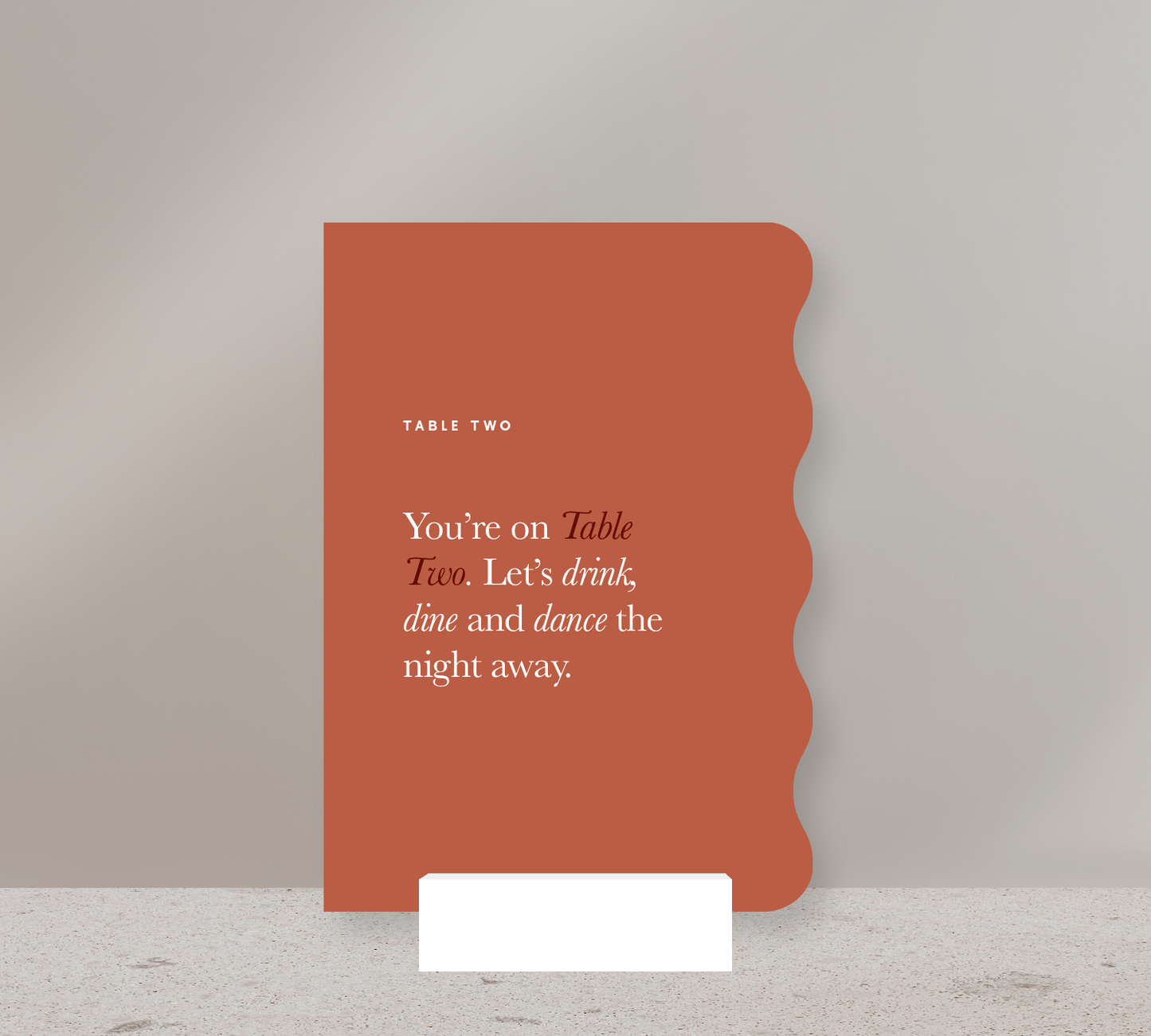 Table Numbers from our Estate Collection - White ink on Rust card
