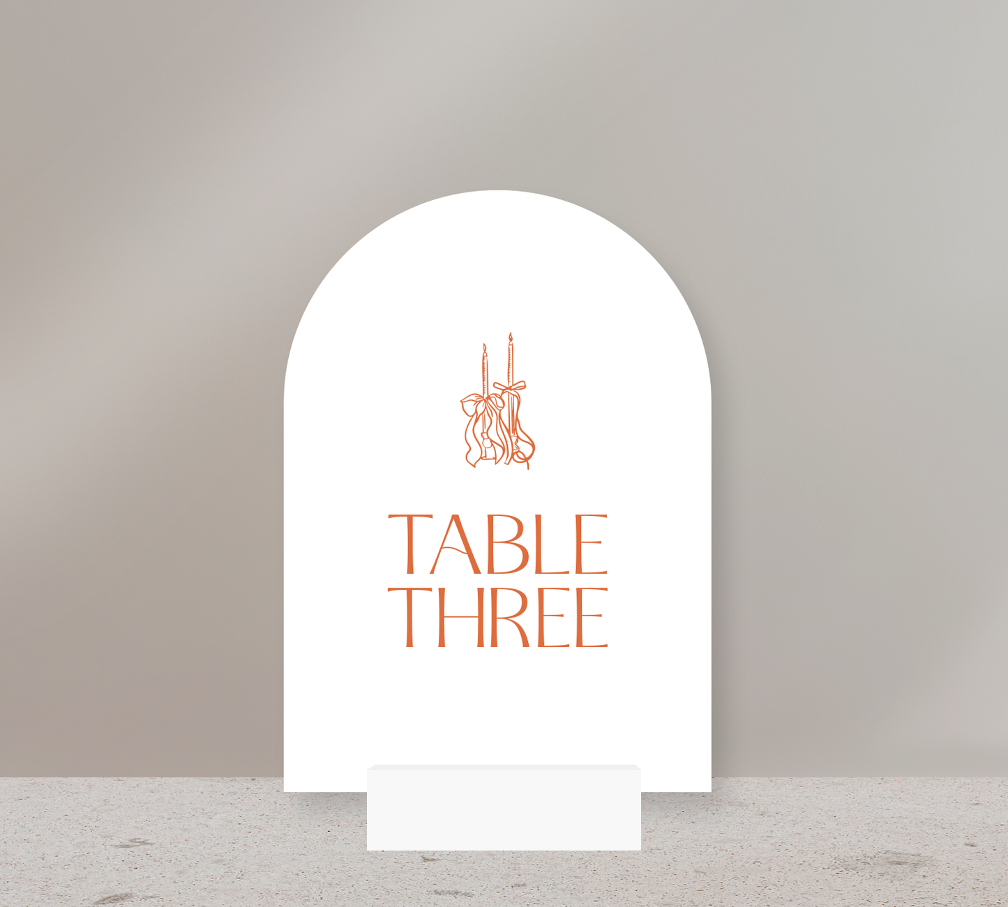 Table Numbers from our Forever Collection - Burnt Orange ink on White card