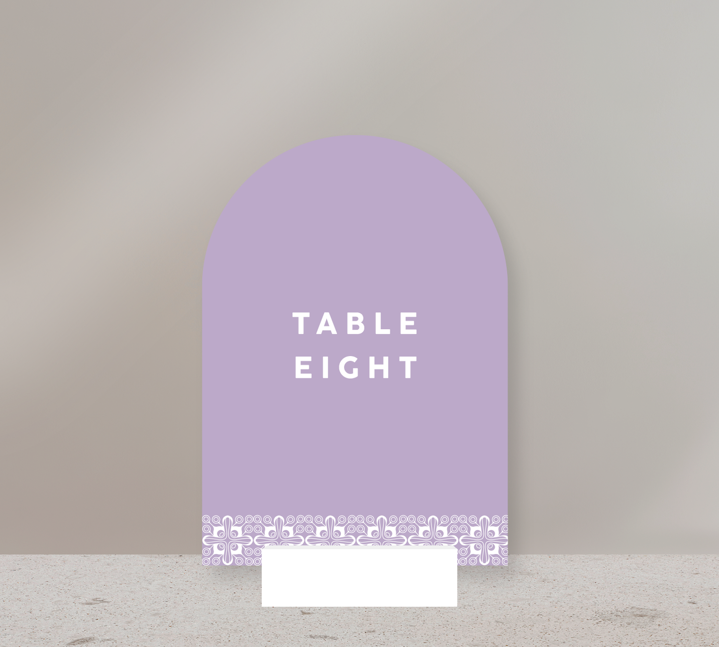 Table Numbers from our Grace Collection - White ink on Mauve card