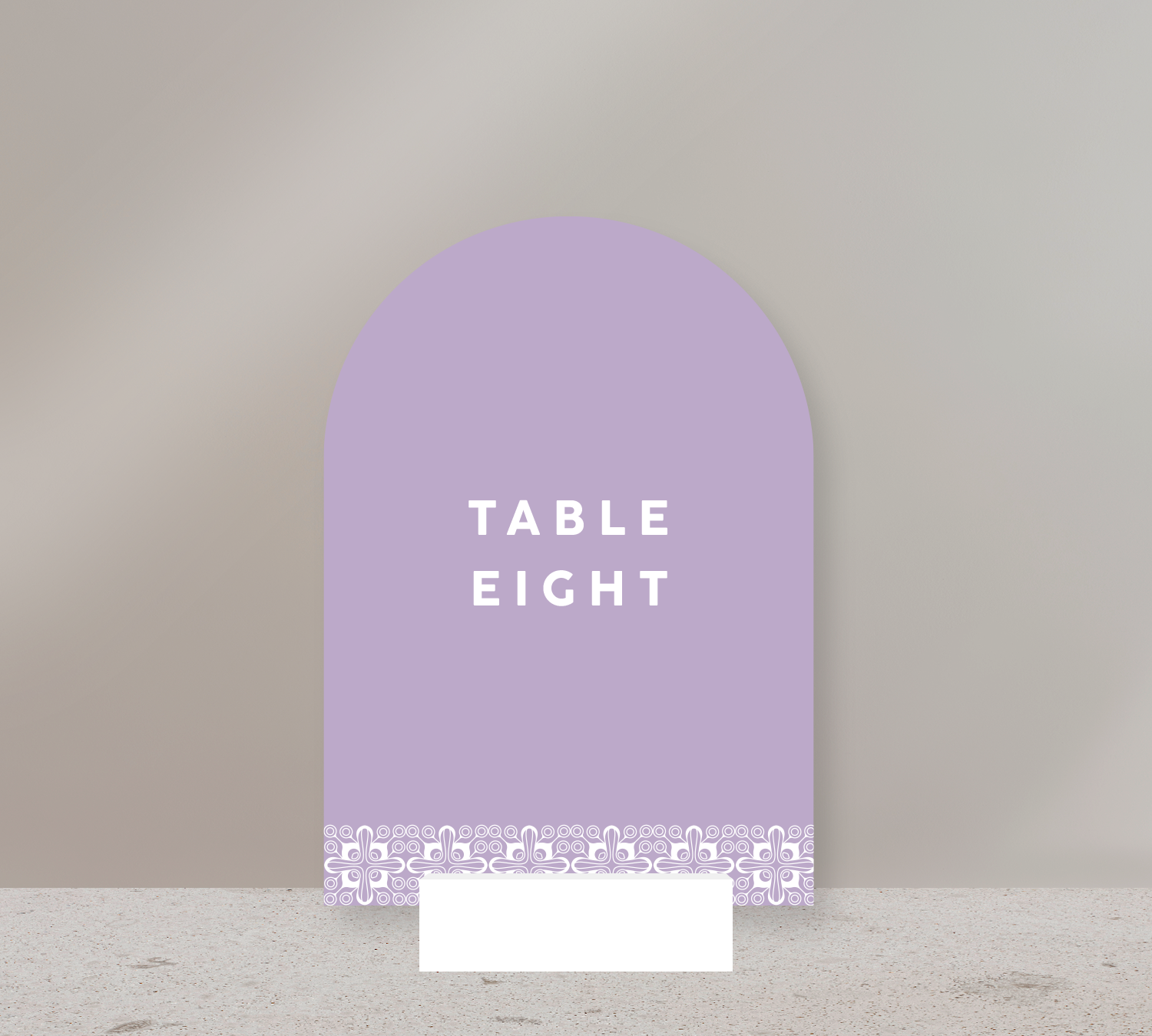 Table Numbers from our Grace Collection - White ink on Mauve card