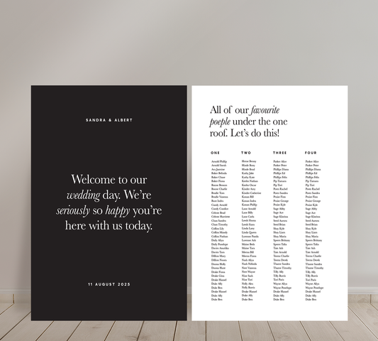 Cost effective Signage Duo from our Grande collection - Welcome sign and Seating chart Combo