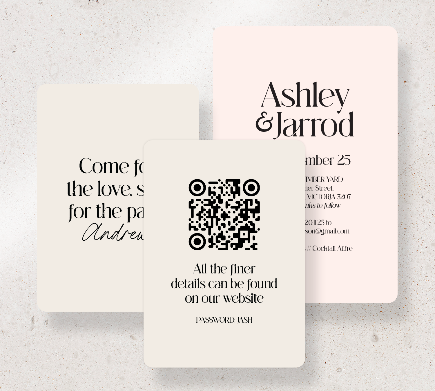 Beautifully curated 2 card invitation set from our Love Note collection
