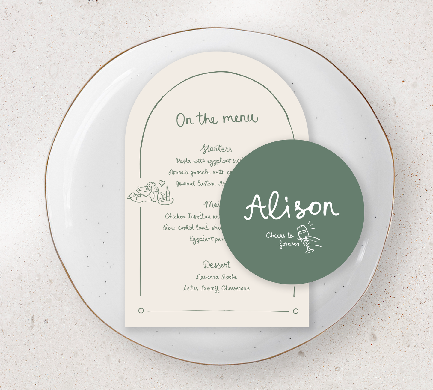 Table Place Setting – Limoncello Collection | Personalised Menu & Place Card Duo