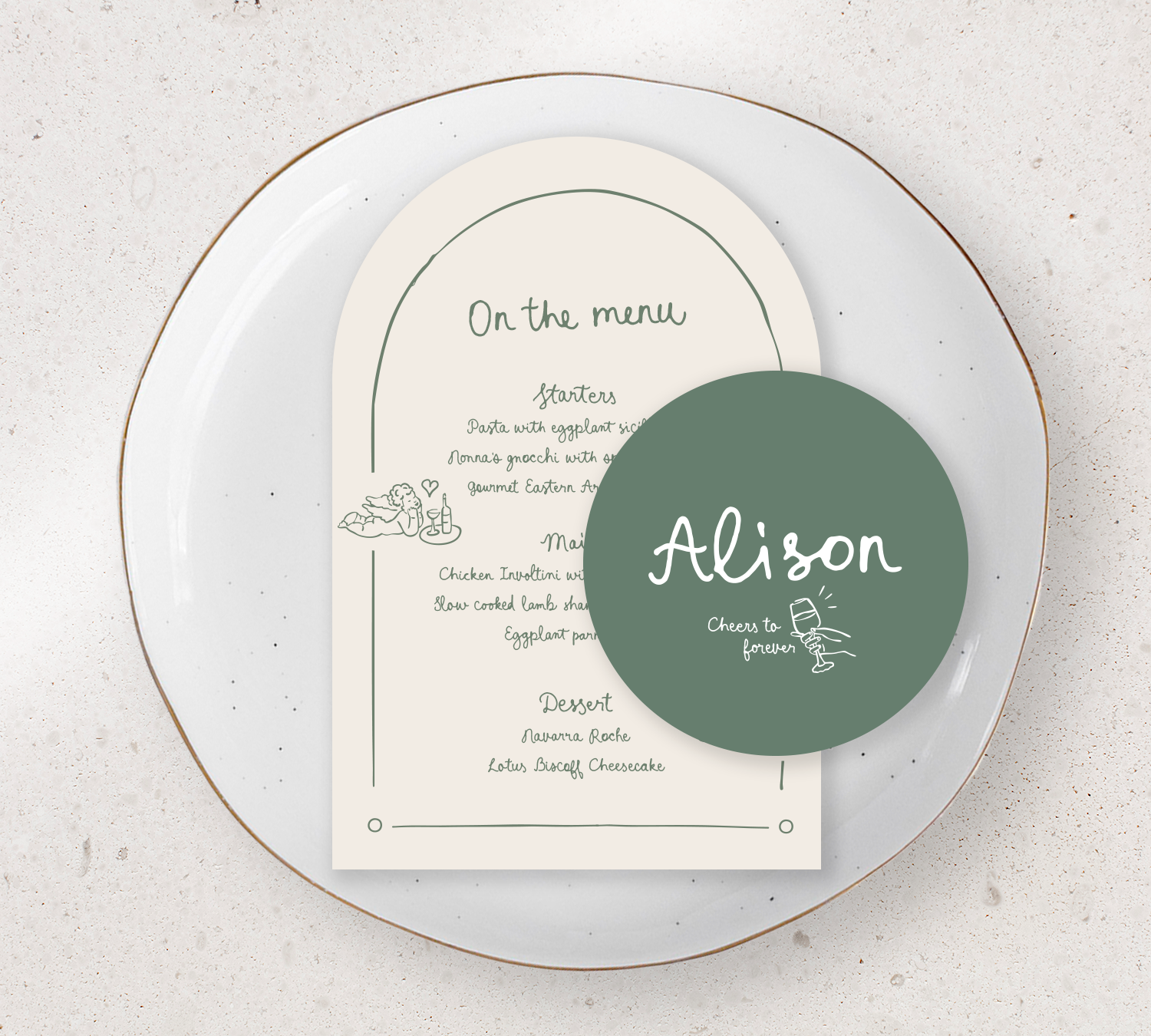 Table Place Setting – Limoncello Collection | Personalised Menu & Place Card Duo