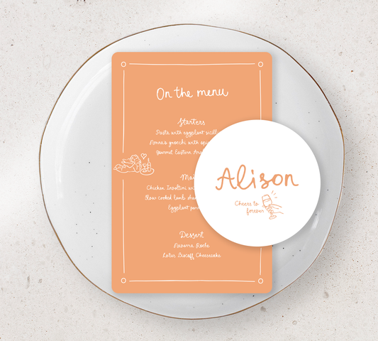 Table Place Setting – Limoncello Collection | Personalised Menu & Place Card Duo