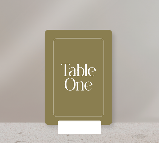 Table Numbers from our Love Note Collection - White ink on Olive card
