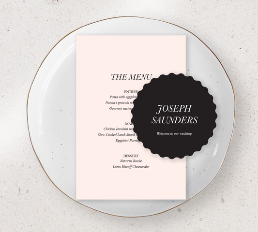 Place setting from our Paragon collection - Guest Menu and Place Card Combo