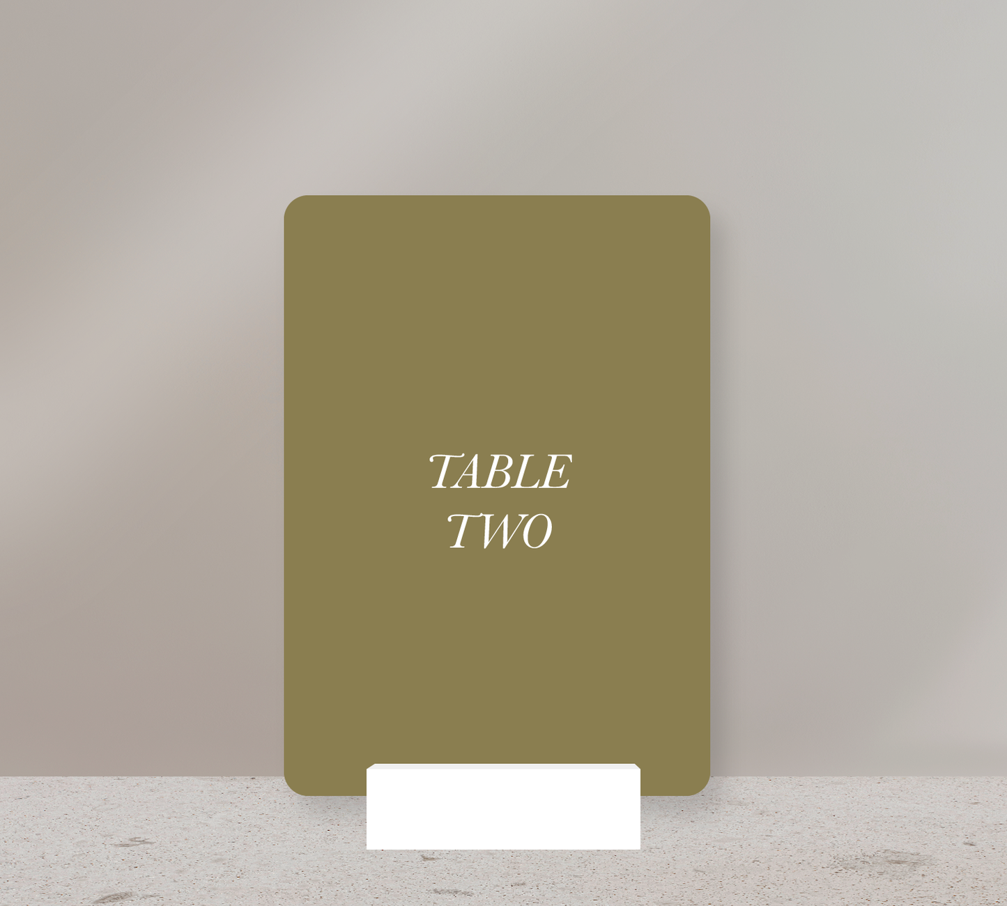 Table Numbers from our Paragon Collection - White ink on Olive card