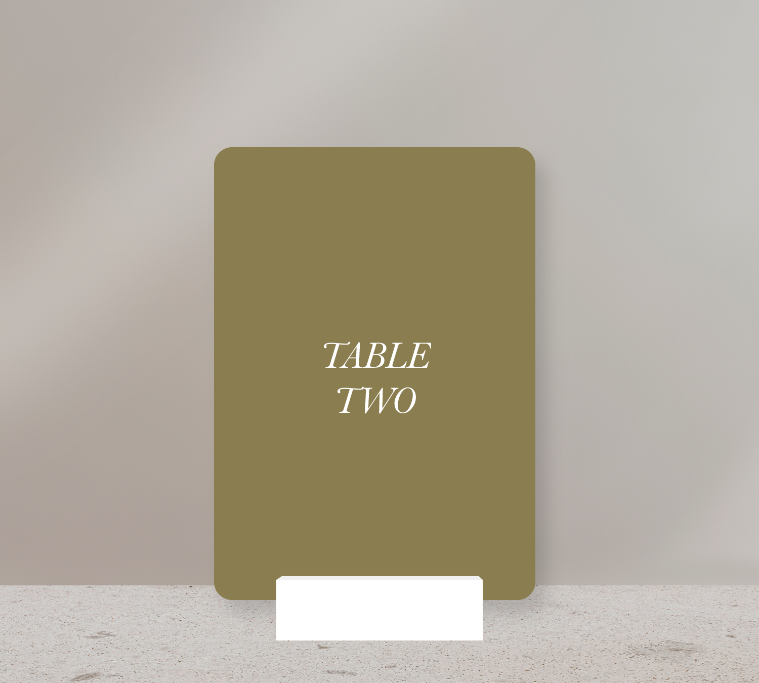Table Numbers from our Paragon Collection - White ink on Olive card