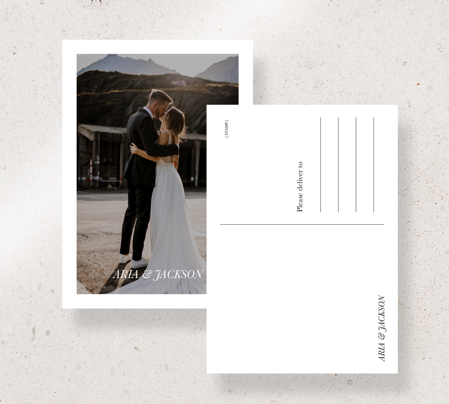 Thankyou postcard from our Paragon design collection