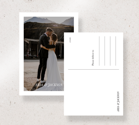 Thankyou postcard from our Paragon design collection