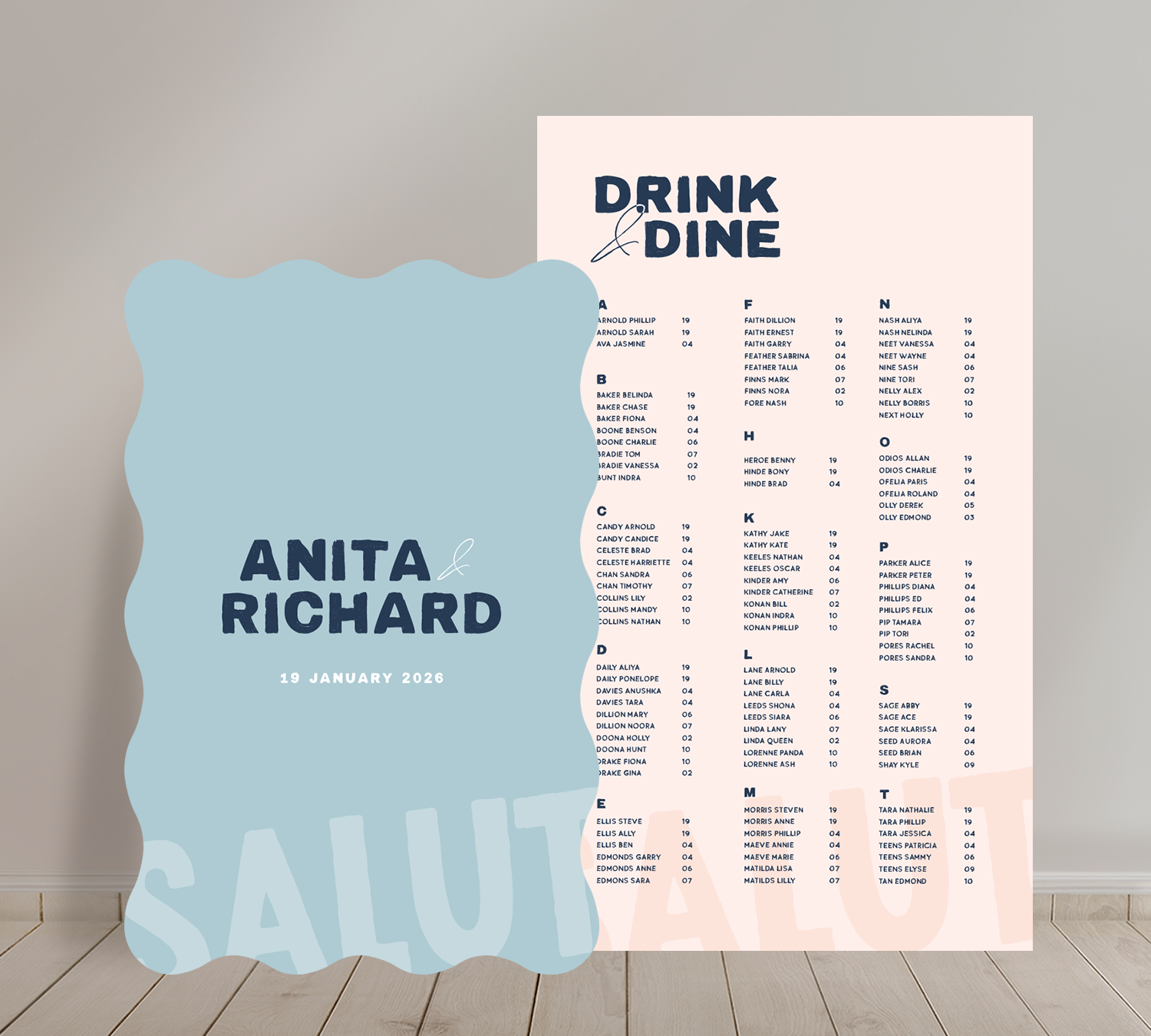 Cost effective Signage Duo from our Salut collection - Welcome sign and Seating chart Combo