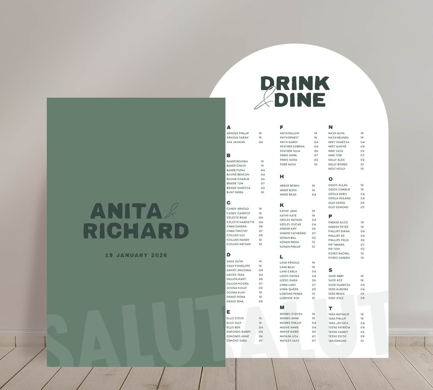 Cost effective Signage Duo from our Salut collection - Welcome sign and Seating chart Combo