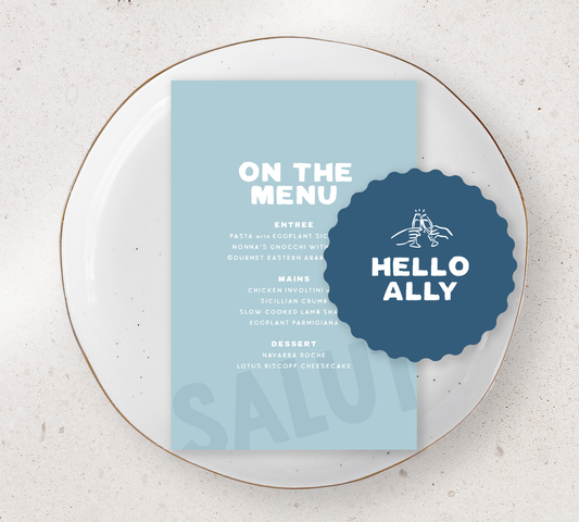 Place setting from our Salut collection - Guest Menu and Place Card Combo