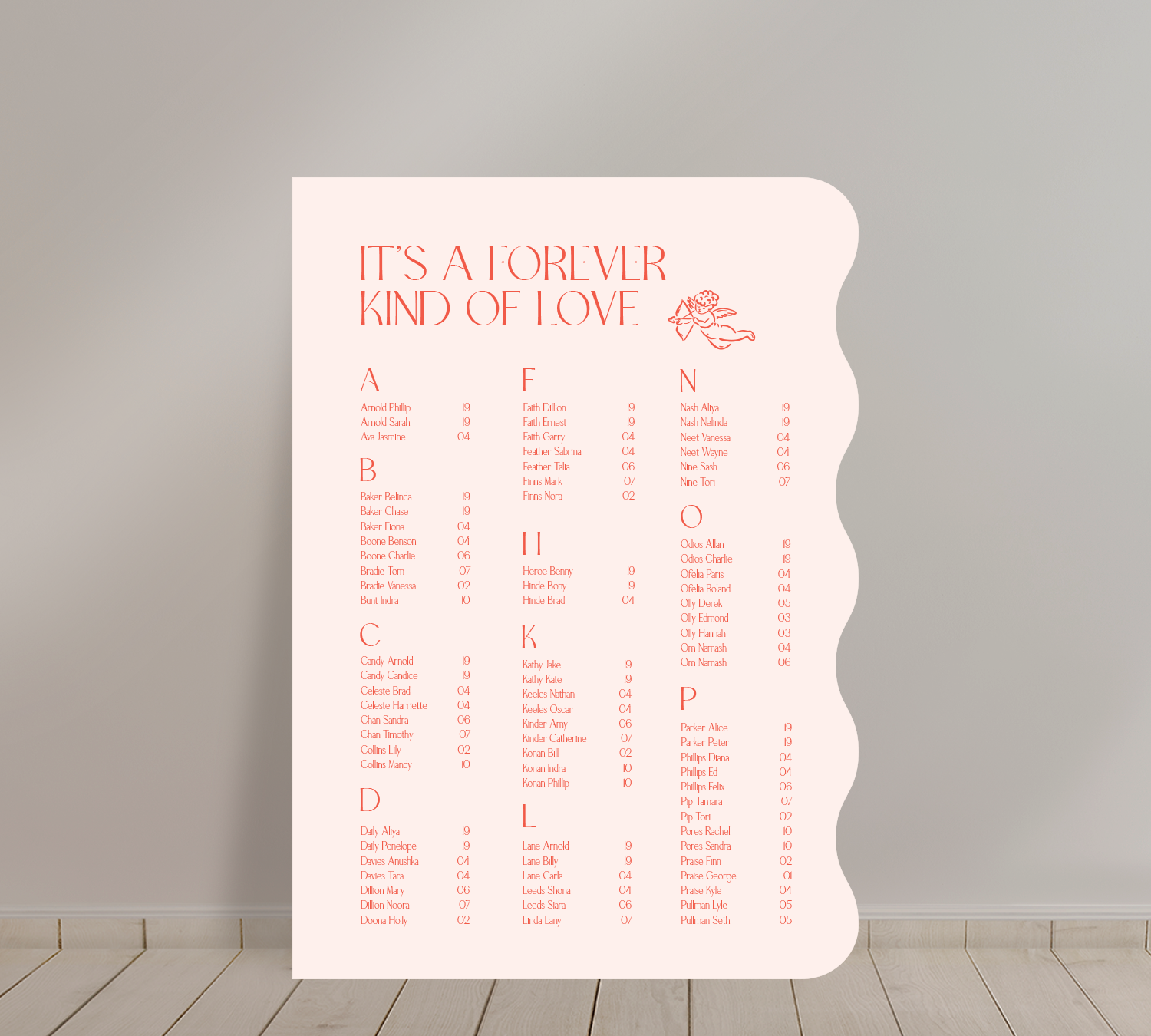 A1 Guest Seating Chart from our Forever collection