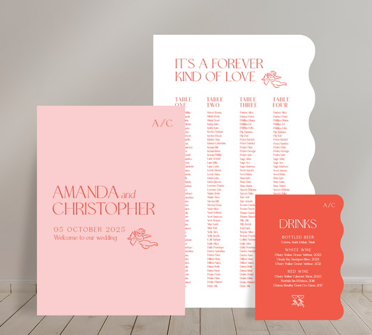 Cost effective Signage Trio from our Forever collection - Welcome sign, Seating chart & Bar Sign Combo