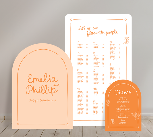 Cost effective Signage Trio from our Limoncello collection - Welcome sign, Seating chart & Bar Sign Combo