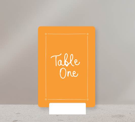Table Numbers from our Limoncello Collection - White ink on Pumpkin card