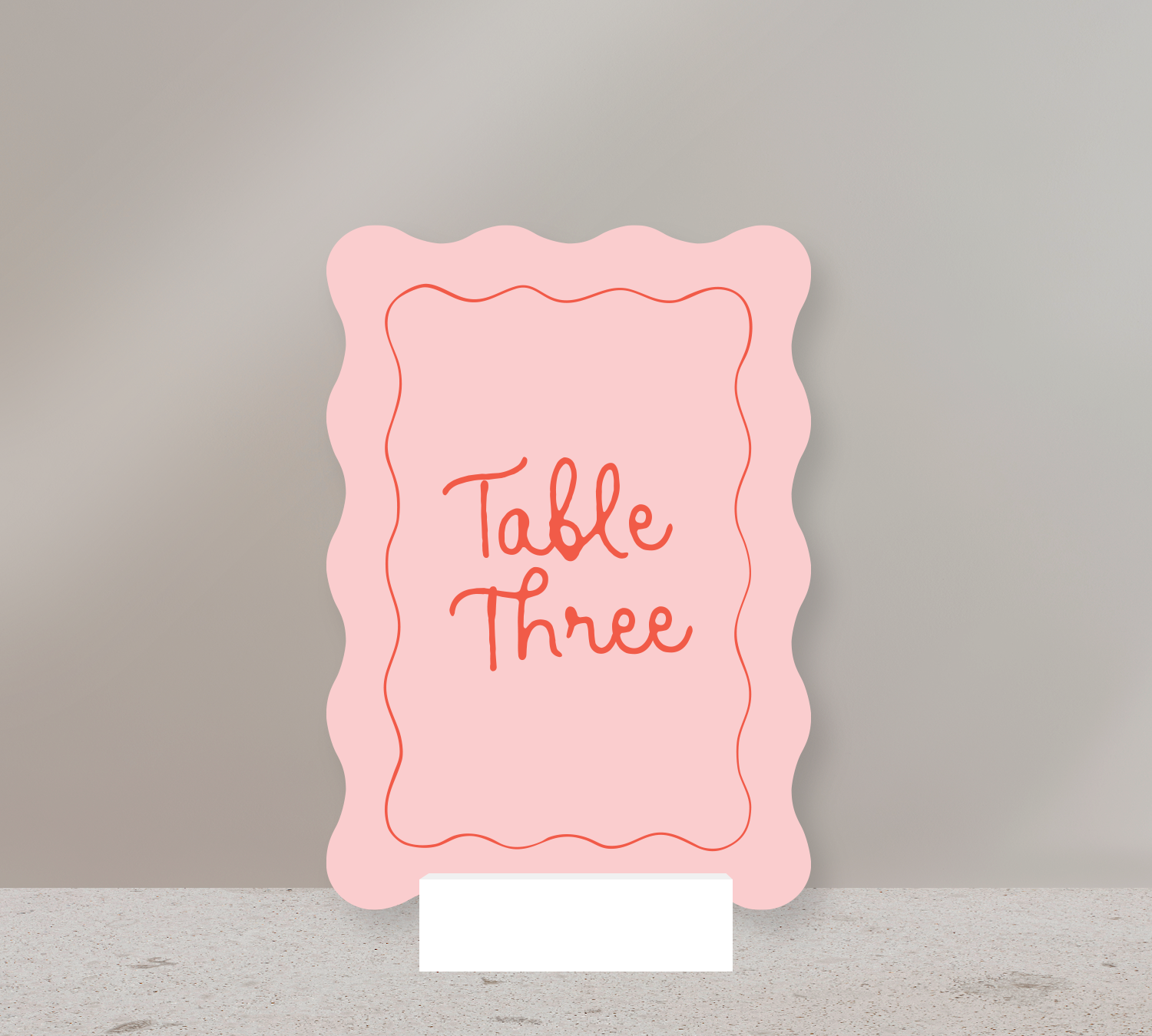 Wave Table Numbers from our Limoncello Collection - Cayenne ink on Rosa card