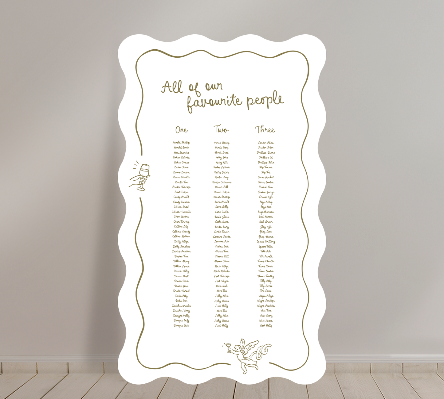 Tall A1 Guest Seating Chart from our Limoncello collection