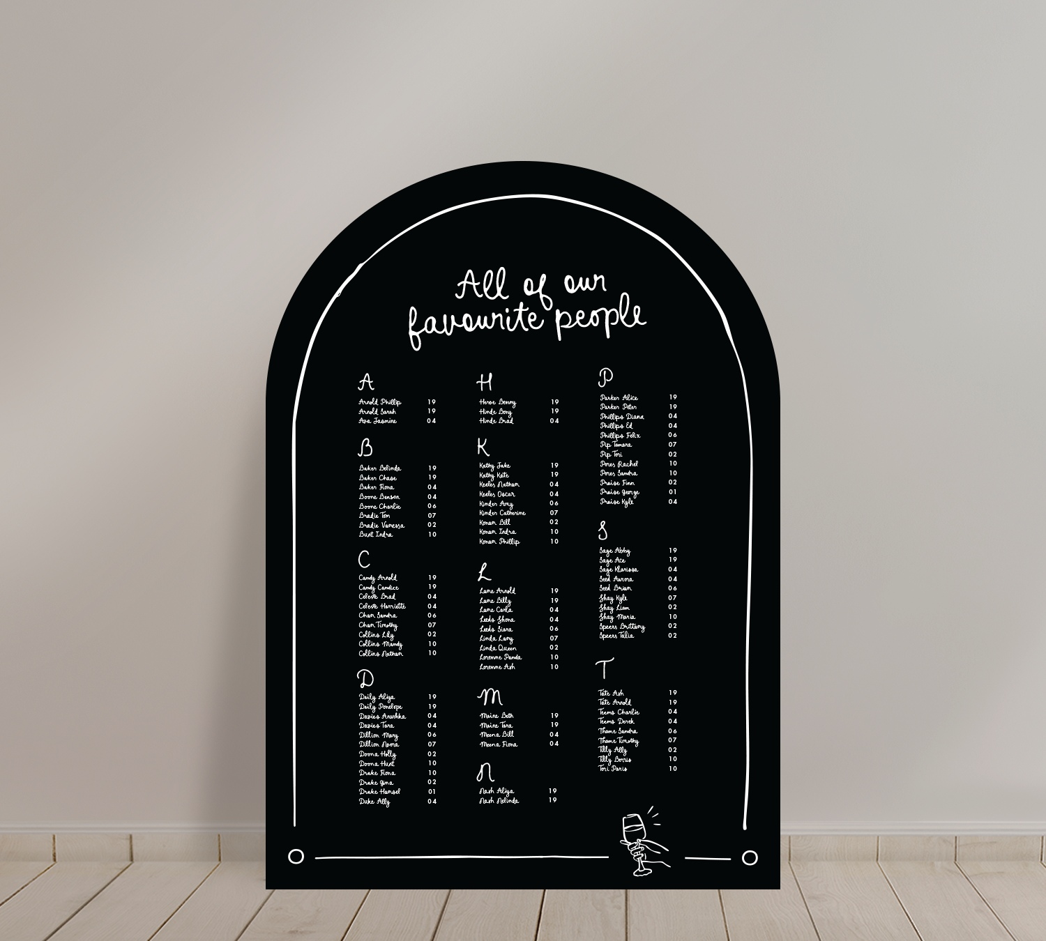 A1 Guest Seating Chart from our Limoncello collection