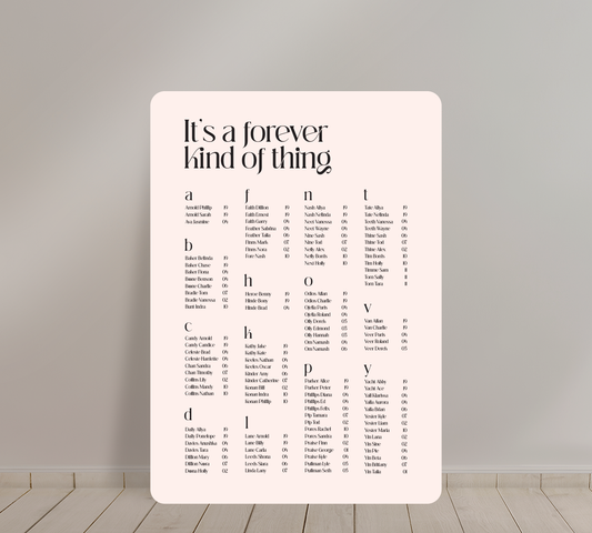 A1 Guest Seating Chart from our Love Note collection